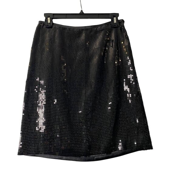 Ann Taylor All Over Sequin A-line Skirt Women Sz 0 Black Side Zip NEW NWT - Picture 1 of 8